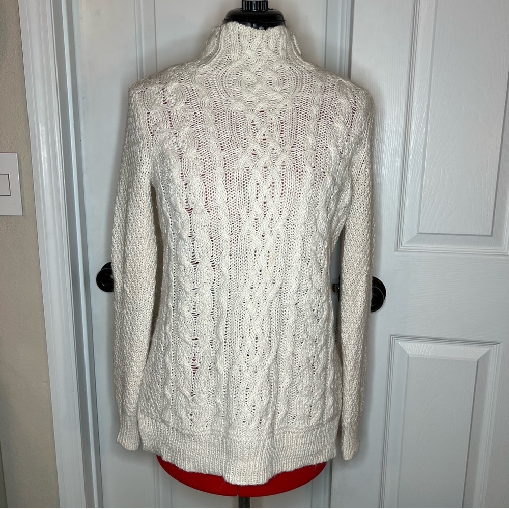 Lauren Ralph Lauren Alpaca Wool Blend Cable Knit Sweater Ivory Mock Neck Women S
